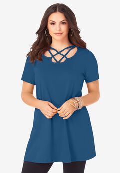 Ultimate Lattice Neck Short Sleeve Tunic