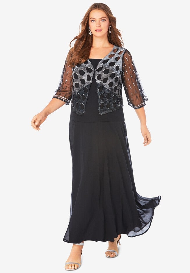 Ombre-Sequined Jacket Dress, , alternate image number null