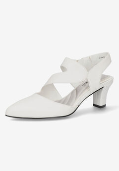 White Leather Kitten Heel Pumps