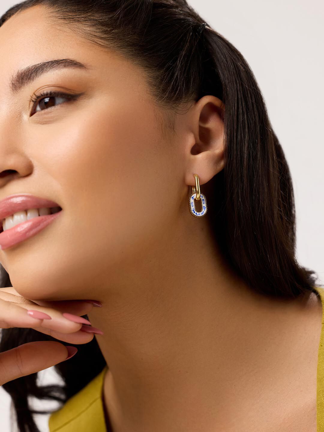 Ash Double Hoop Earrings, MARBLE BLUE, alternate image number 3