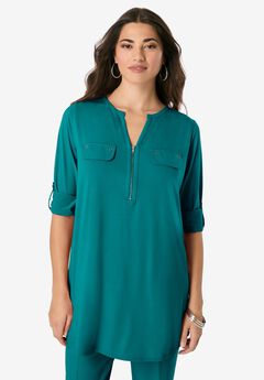 Zip Front Ultrasmooth® Fabric Tunic