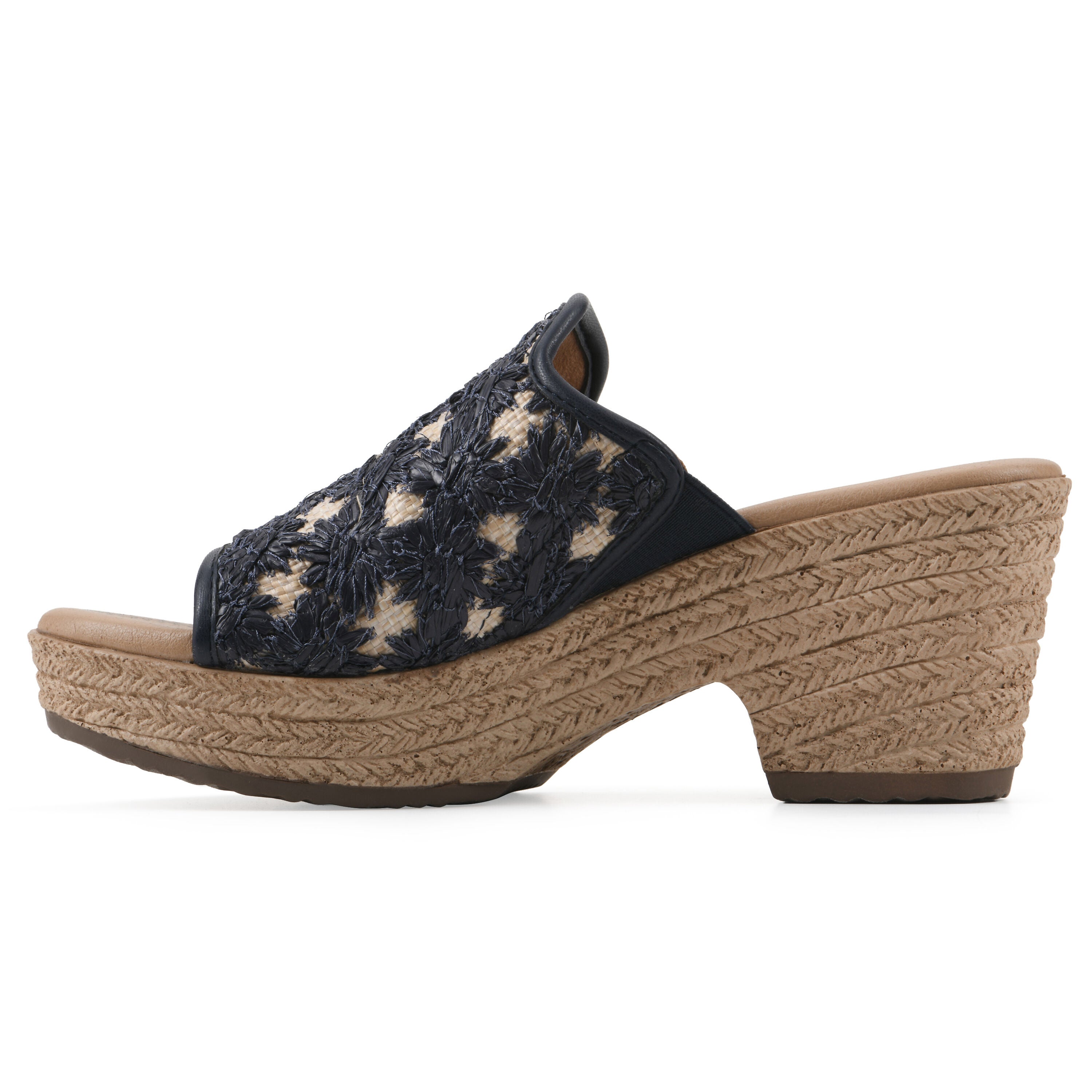 Bizzie Wedge Sandal, DARK BLUE FABRIC, alternate image number 3