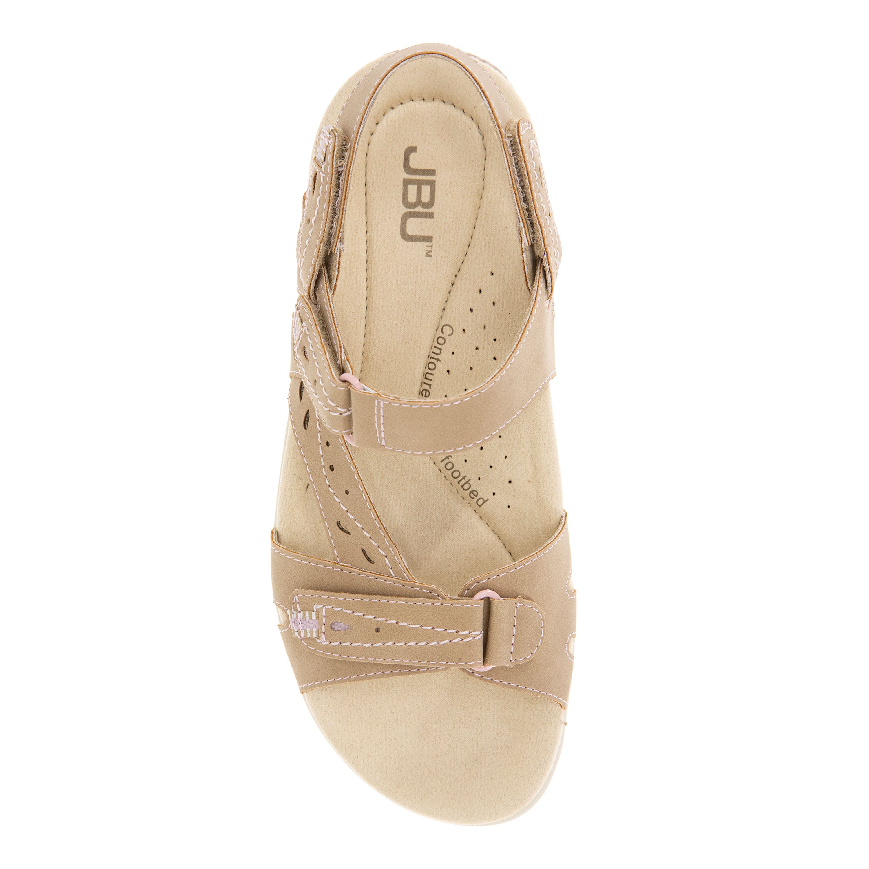 Stephie Vegan Hook and Loop Flat Sandal, SAND PETAL, alternate image number 4