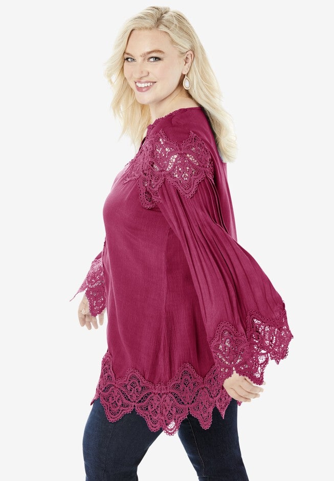 Lace-Trim Tunic, , alternate image number null
