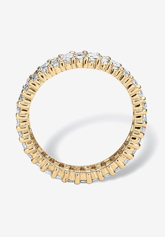4.80 Tcw Emerald-Cut Cubic Zirconia Yellow Gold-Plated Eternity Ring, , on-hover image number null