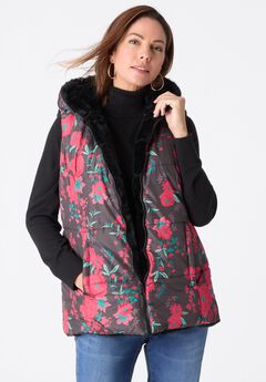 Plus Size 2-in-1 Puffer and Faux Fur Vest