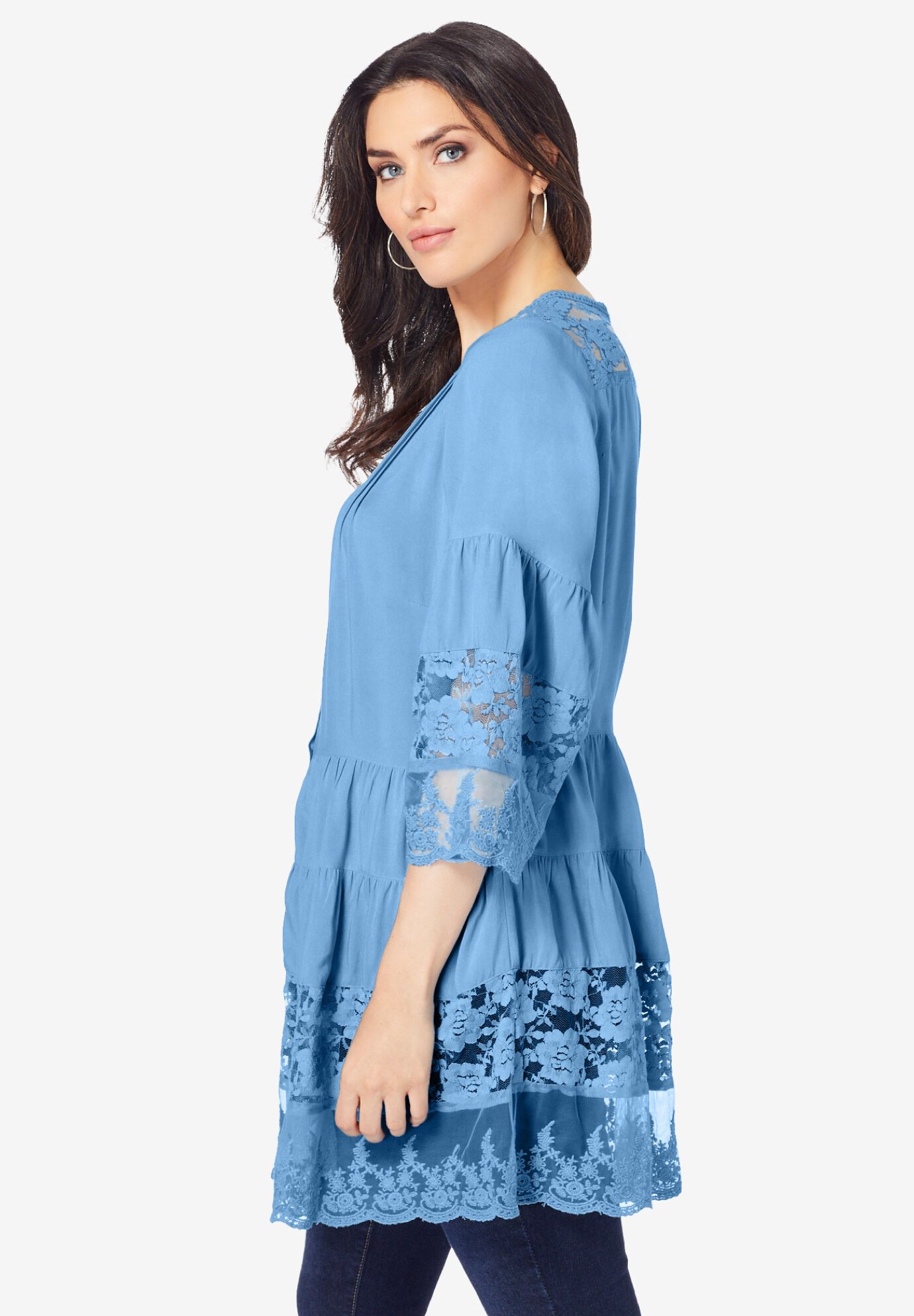 Lace Illusion Blouse, , alternate image number 3