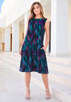Plus Size Stretch Knit Two-Pocket Swing Tank Dress