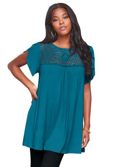 Lace Yoke Pleated Tunic