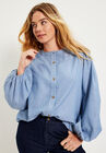 Puff Sleeve Chambray Jacket, , alternate image number null