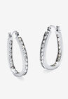 Silver Tone Inside Out Channel Set Hoop Earrings, SILVER, hi-res image number null