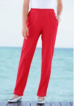Plus Size Soft Knit Relaxed Pull-On Straight Leg Pant