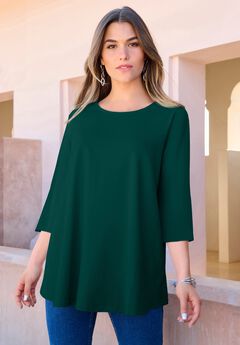 Plus Size Ultimate Three Quarter Sleeve Swing Tee