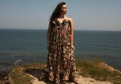 Ruffled Metallic Maxi Dress