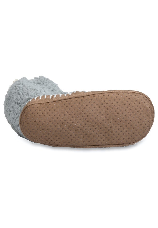 Womens Faux Shearling Slipper Sock With Sidewall Slippers, , alternate image number null
