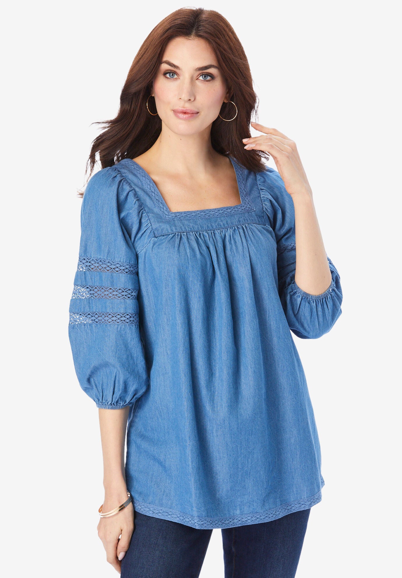 chambray peasant top