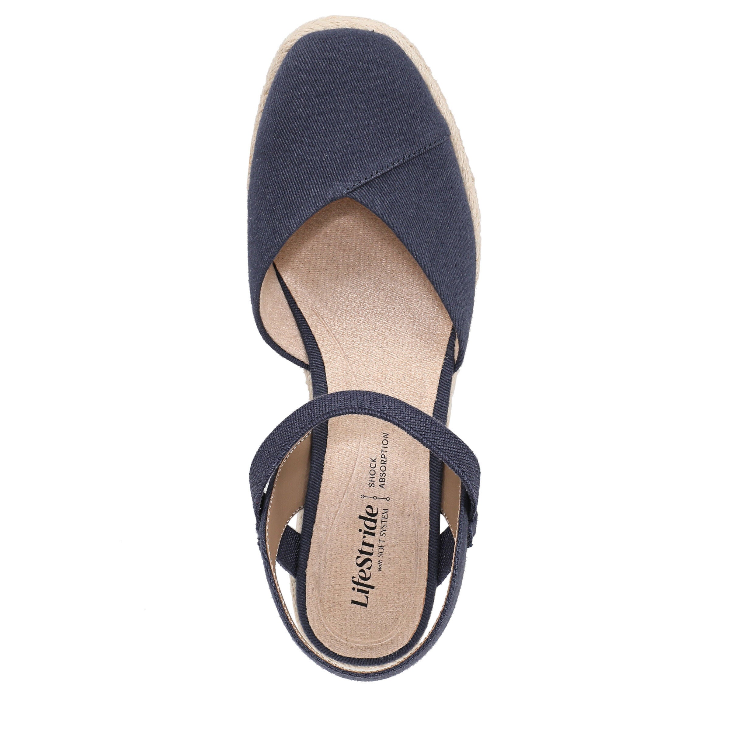 Pilar Wedge Sandal, LUX NAVY, alternate image number 6