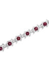 Sterling Silver Gemstone & Round Diamond Tennis Bracelet Ruby July Birthstone, , alternate image number null
