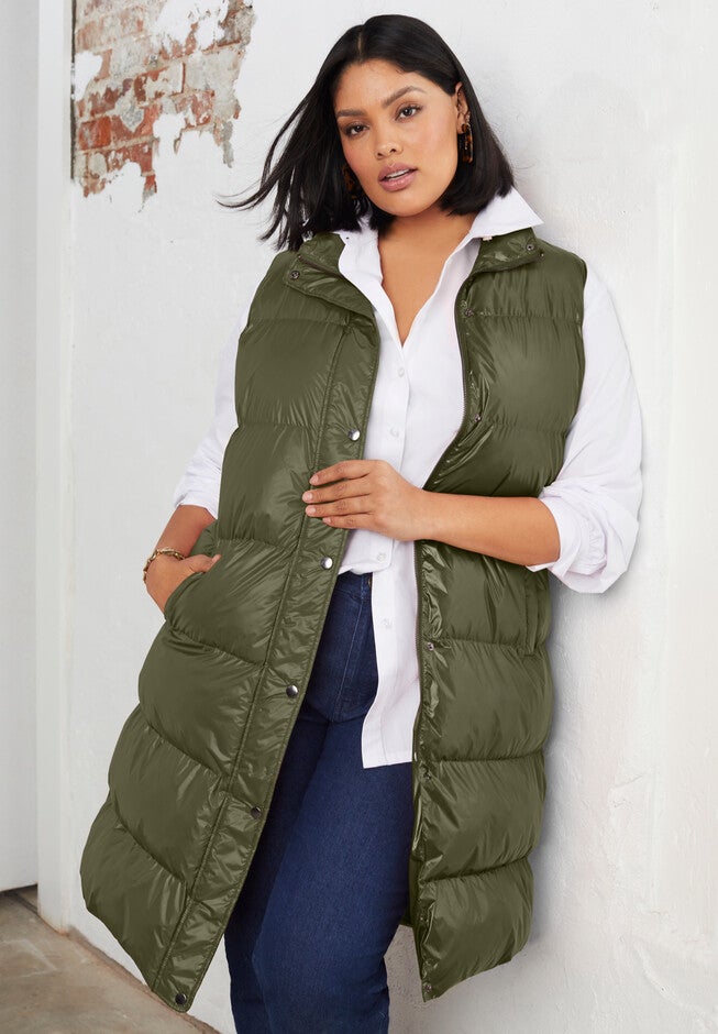 Puffer Vest, DARK OLIVE GREEN, hi-res image number null