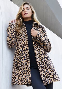 Plus Size Button Up Fleece Jacket