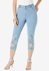 Floral Print Straight-Leg Capri Jean, MULTI HIBISCUS PRINT, hi-res image number null