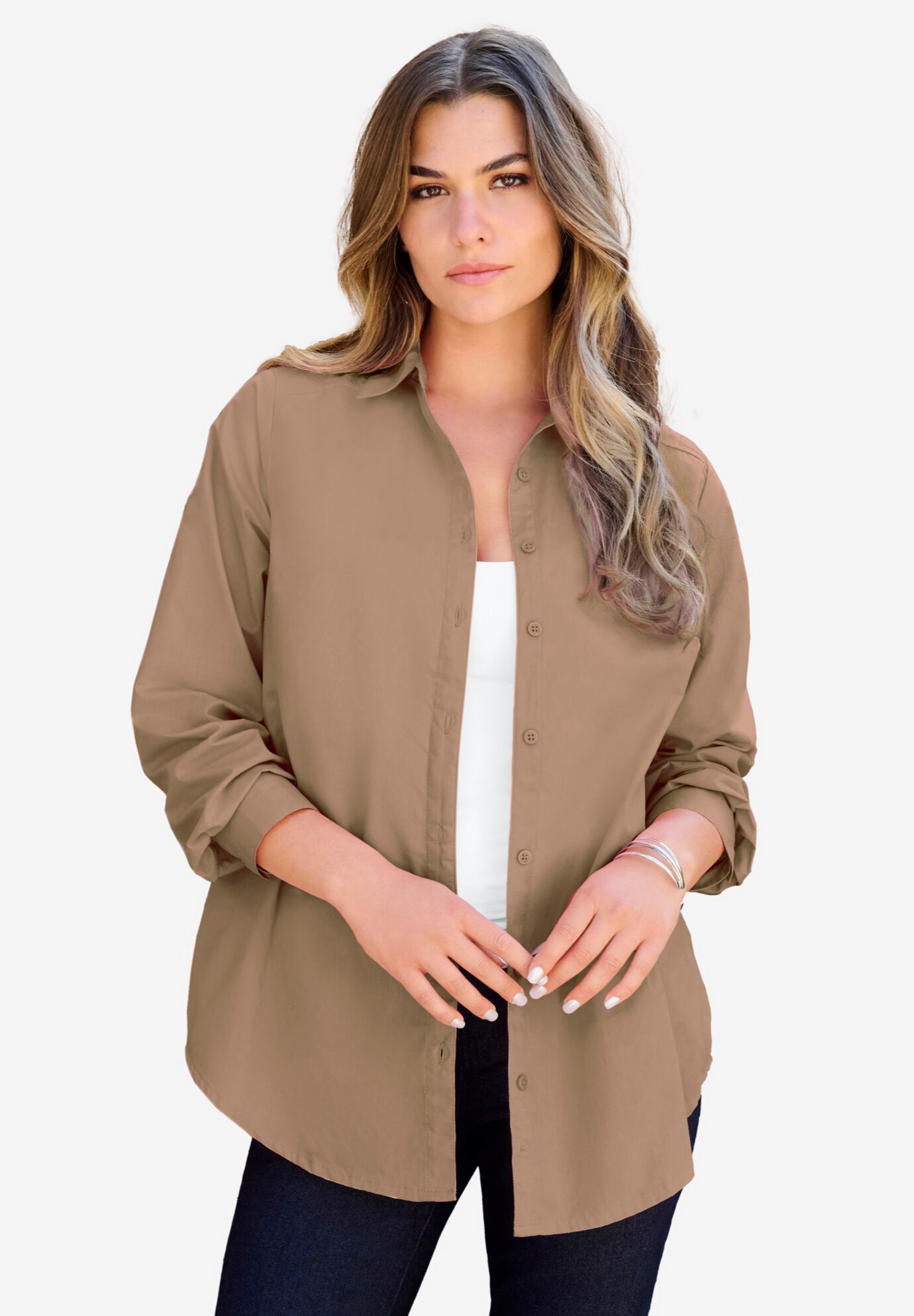 Plus Size Cami with Built-In Bra and Adjustable Straps, , alternate image number 2