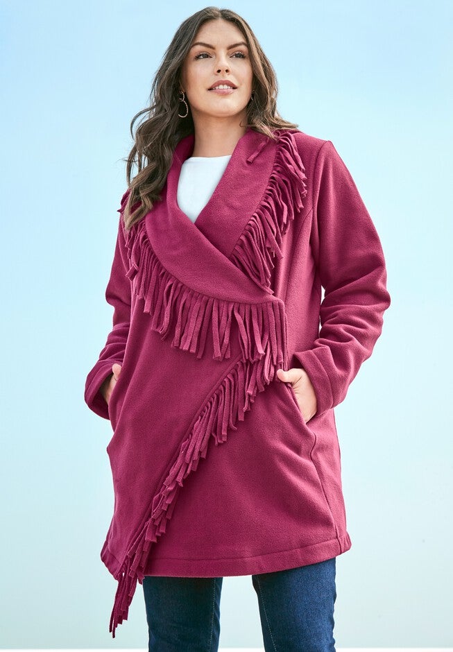 Fringe Fleece Jacket, , alternate image number null
