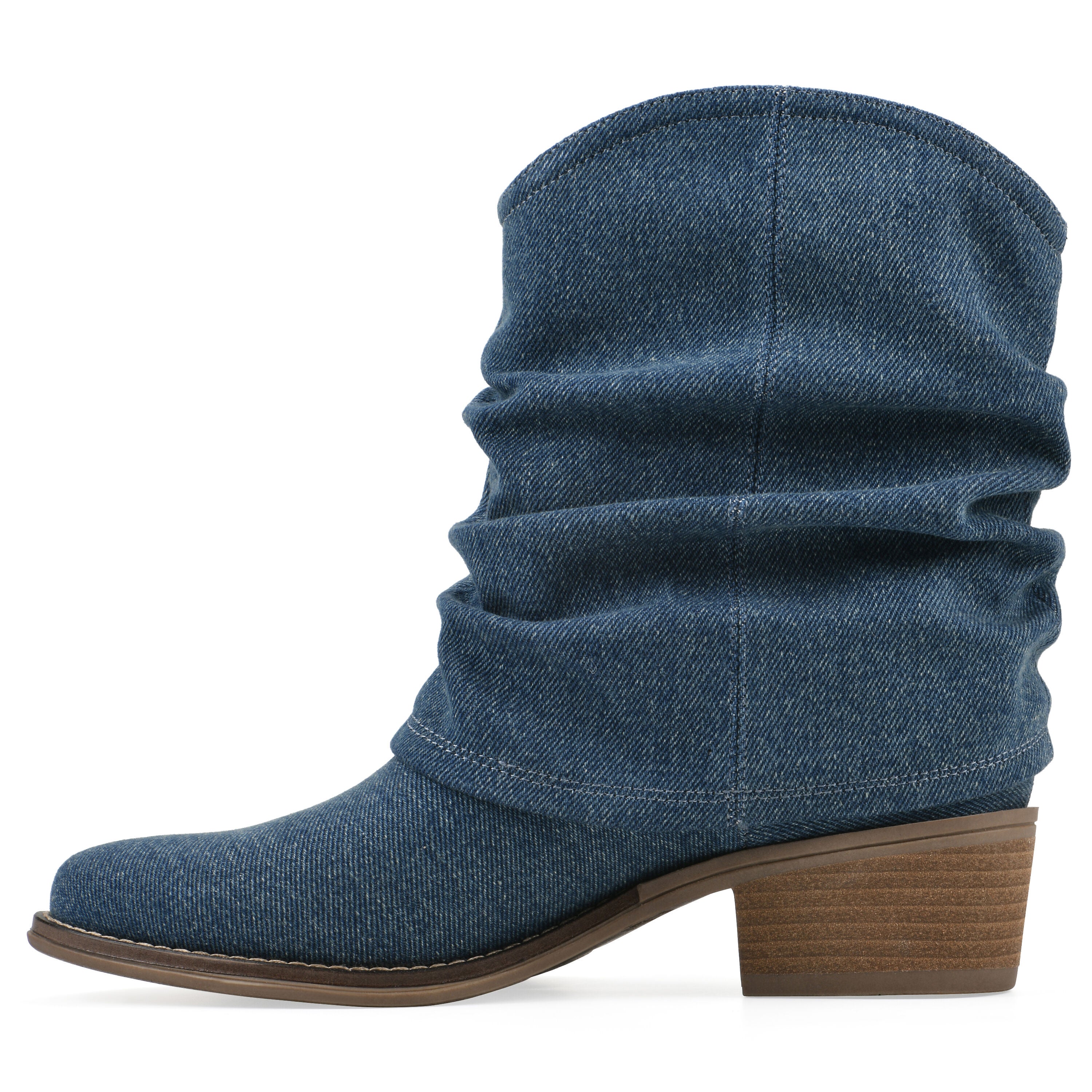 Alden Mid Calf Western Bootie, DARK DENIM FABRIC, alternate image number 3