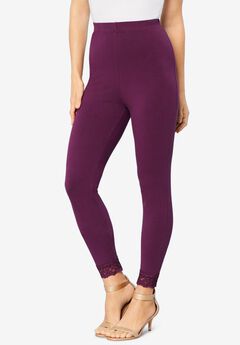 Plus Size Lace Trim Leggings