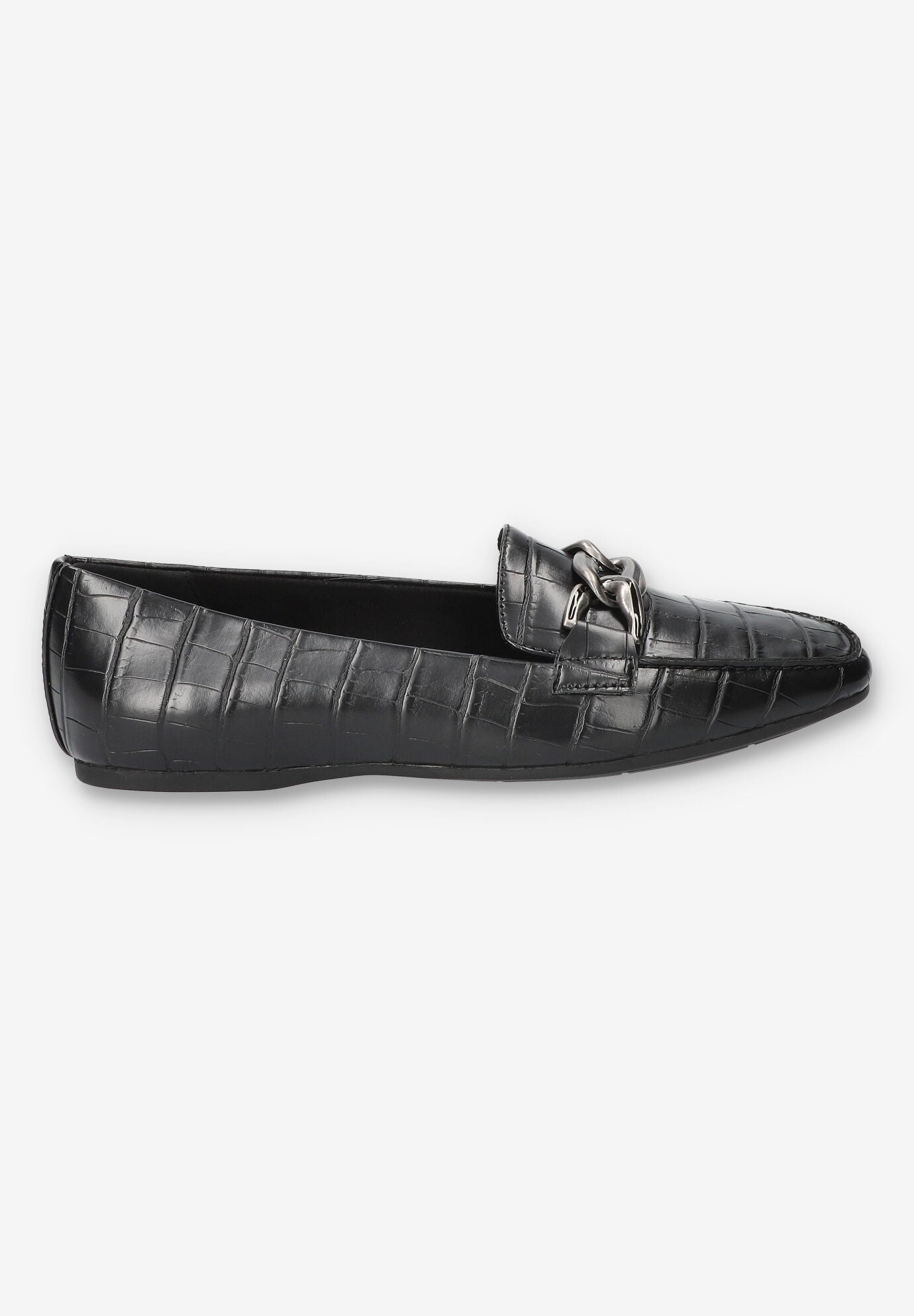 Femi Square Toe Flat, BLACK CROCO, alternate image number 2