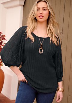 Lace Sleeve Sweater
