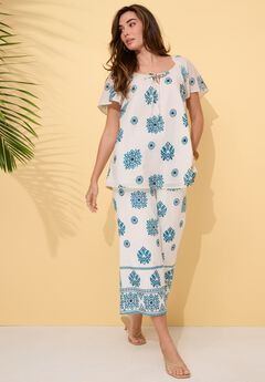 Embroidered Ruffle Blouse