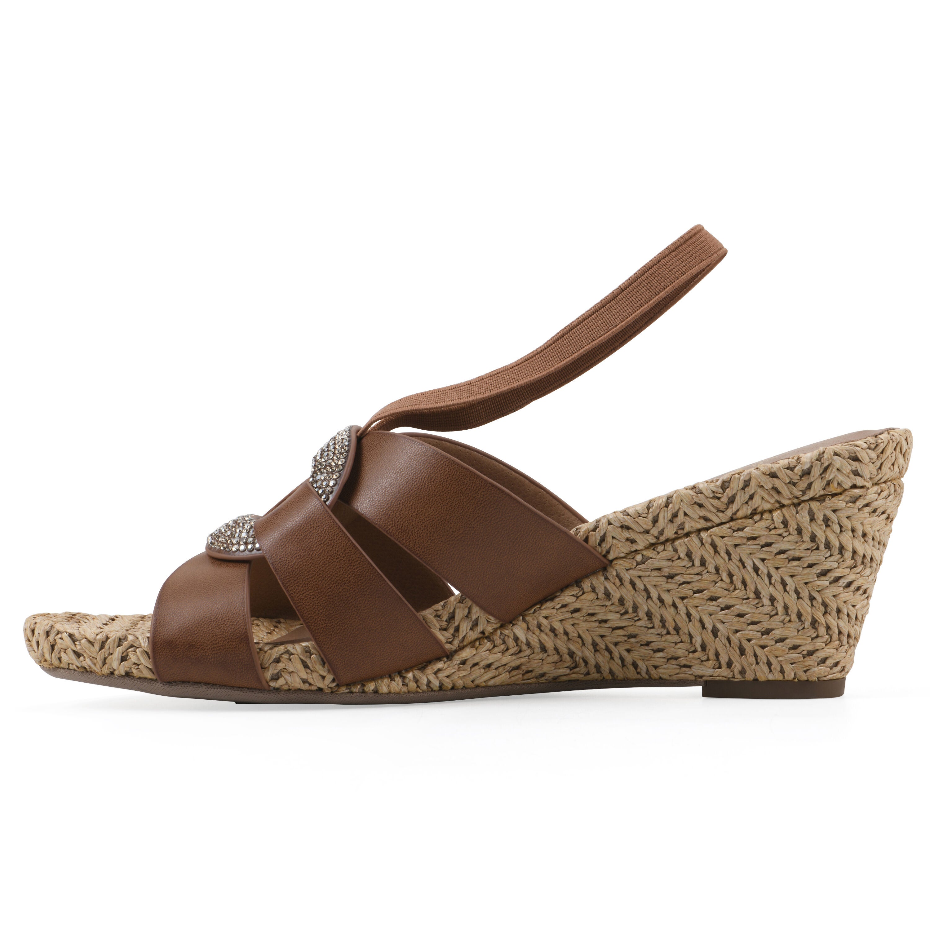 Atavi Wedge Sandal, DARK TAN SMOOTH, alternate image number 3