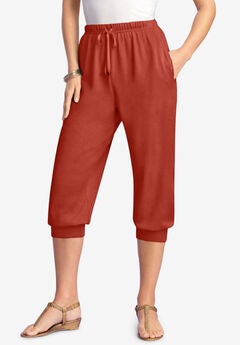 Drawstring Soft Knit Capri Pant