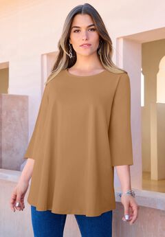 Plus Size Ultimate Three Quarter Sleeve Swing Tee