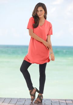 Plus Size Ultimate Cotton V-Neck Short Sleeve Tunic