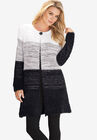 Ombre Eyelash Cardigan, WHITE GREY STRIPE, hi-res image number null