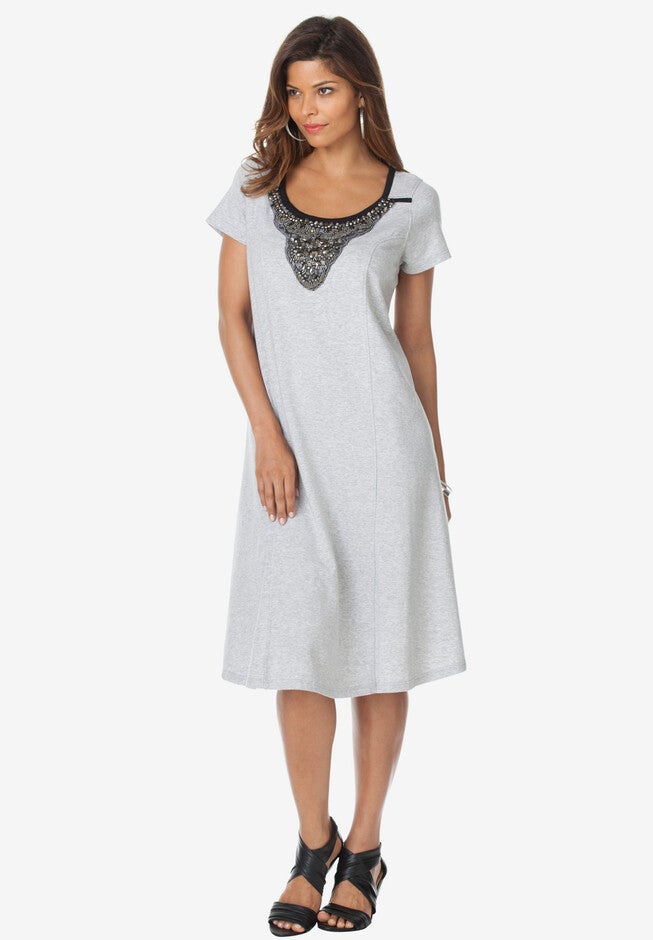 Embellished Jersey Dress, HEATHER GREY, hi-res image number null