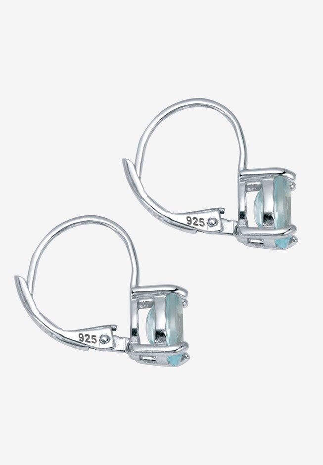 3.20 Tcw Oval Cut Genuine Blue Topaz Sterling Silver Earrings, , on-hover image number 1