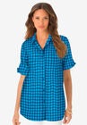 French Check Big Shirt, OCEAN TEAL CHECK, hi-res image number null