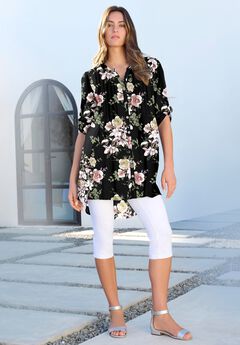 Floral Print Pintuck Tunic