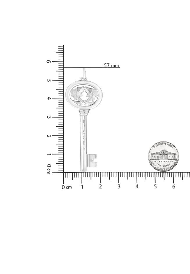 Sterling Silver Diamond Accent Pisces Zodiac Key Pendant Necklace, , alternate image number 5