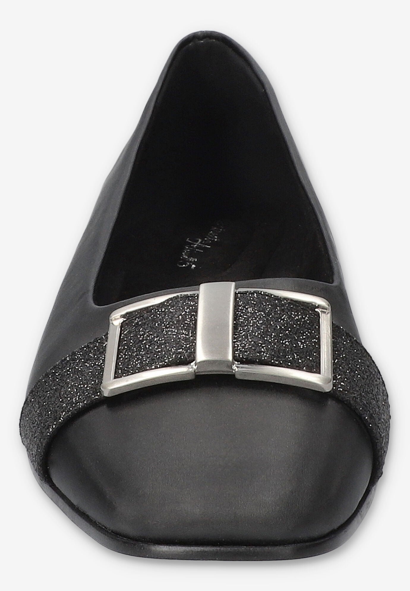 Keely Square Toe Flat, BLACK SATIN, alternate image number 3