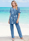 Print Notch-Neck Soft Knit Tunic, , alternate image number null