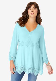 Empire Waist Boho Lace Trimmed Tee