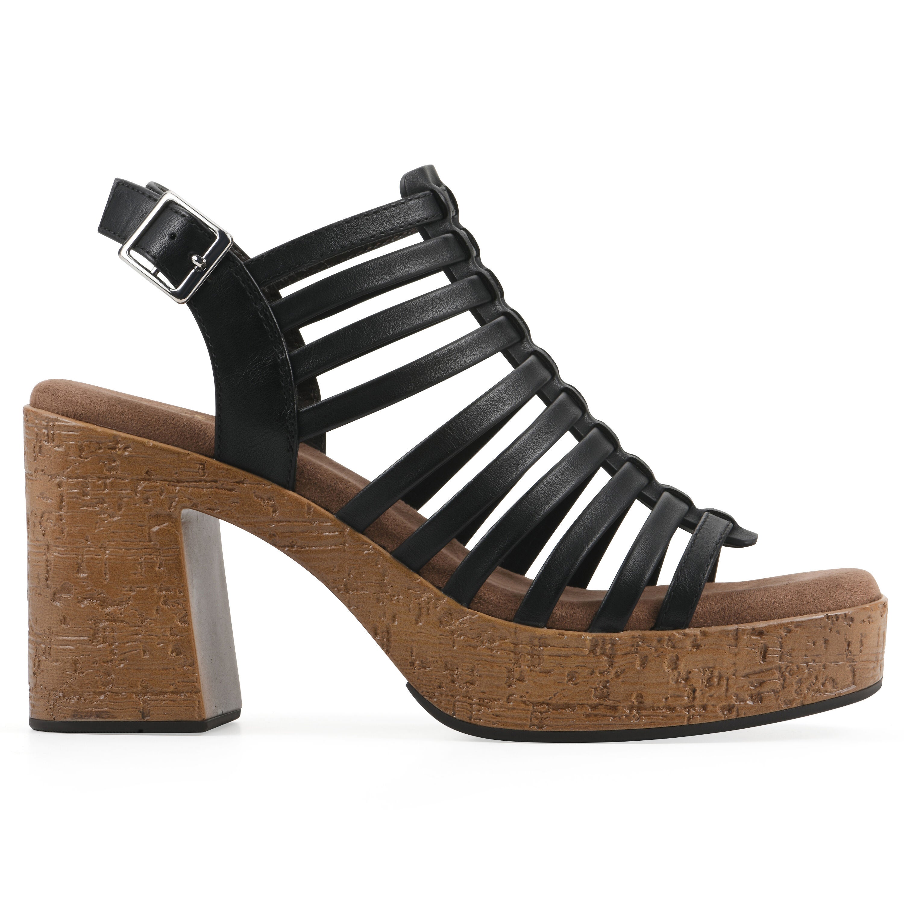 Barbea Platform Sandal, BLACK SMOOTH, alternate image number 2