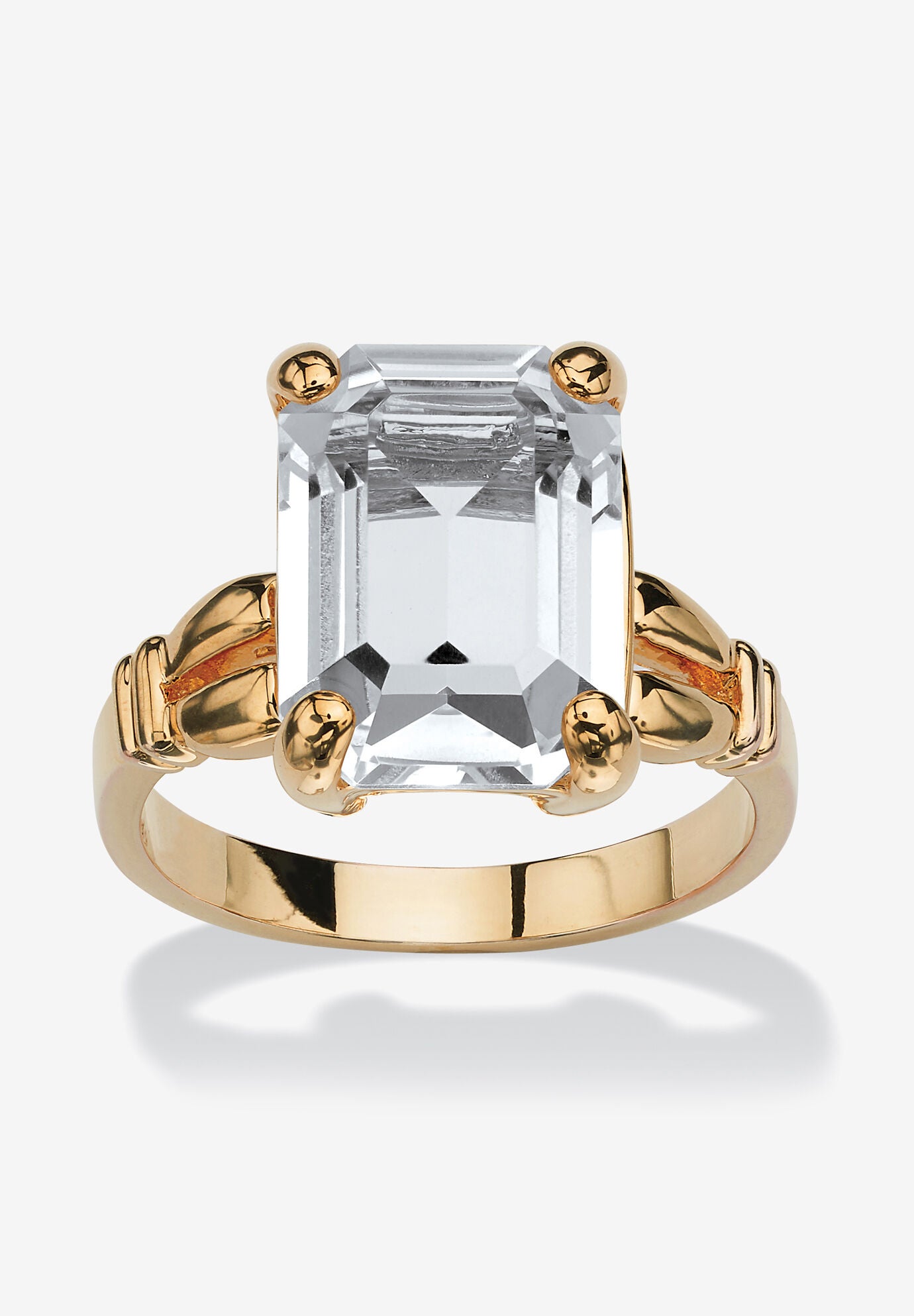 Yellow Gold Plated Simulated Birthstone Ring, APRIL, hi-res image number 0