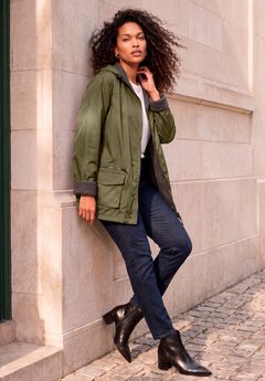 Plus Size Hooded Nylon Jacket