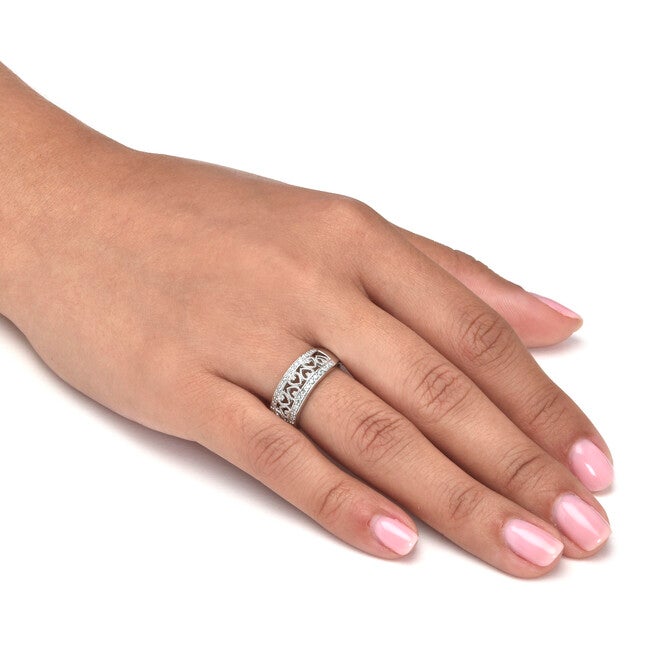 .25 TCW Diamond Sterling Silver Interchanging Heart Promise Ring, WHITE, alternate image number 2