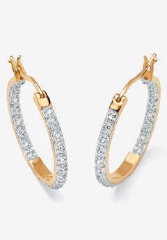 1/10 Cttw. Round Diamond Accented Hoop Earrings 14K Gold Over Sterling Silver Jewelry